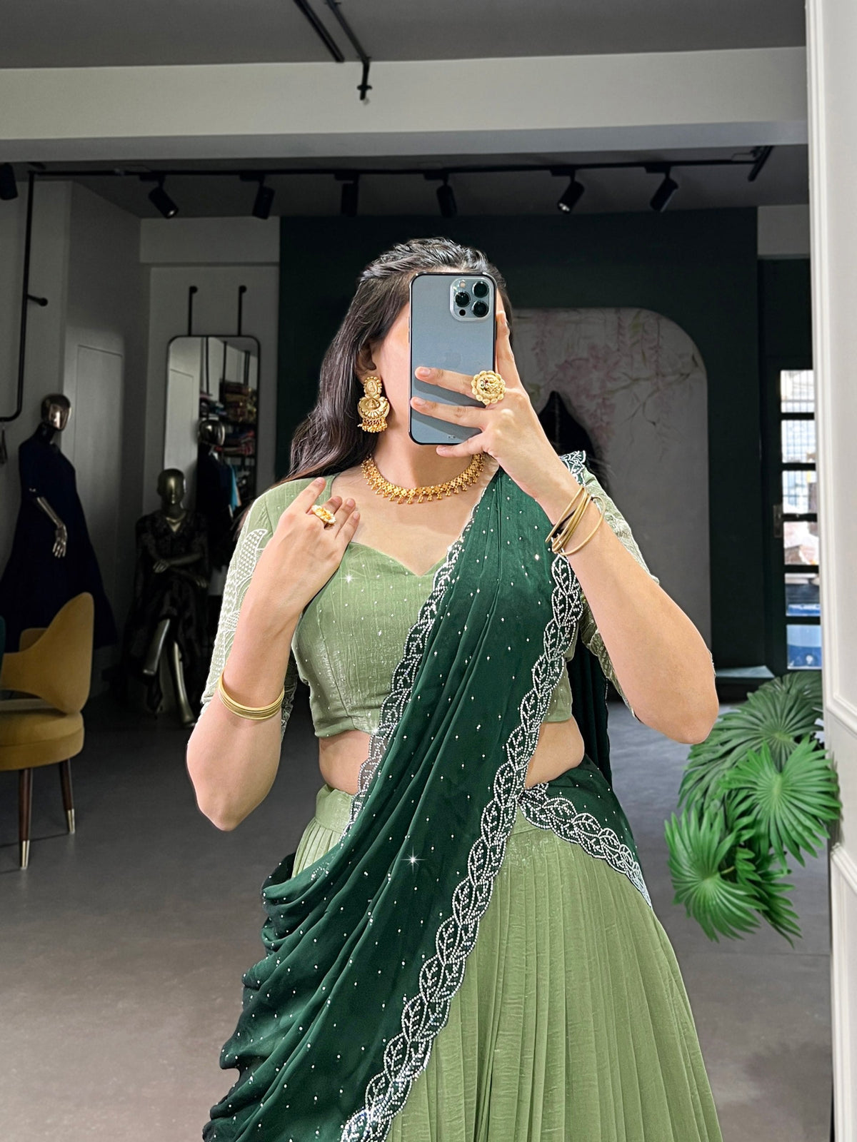 Lehenga Mart Designer Wedding Lehenga Choli For Women - Parrot Green | Grocsy