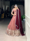 Lehenga Mart Designer Wedding Lehenga Choli For Women - Peach | Grocsy