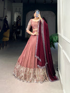 Lehenga Mart Designer Wedding Lehenga Choli For Women - Peach | Grocsy