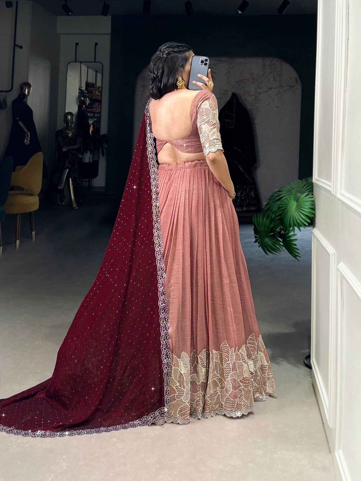 Lehenga Mart Designer Wedding Lehenga Choli For Women - Peach | Grocsy