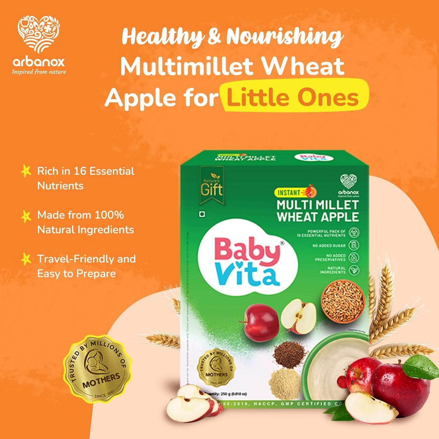 Babyvita Multi Millet Wheat Apple Powder | Grocsy
