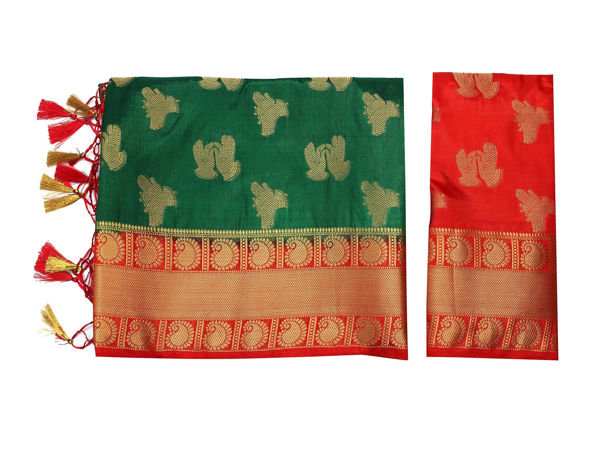 Mimosa Women's Green Kanchipuram Silk Saree | Grocsy