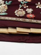 House of Panchhi Burgundy Net Sequinse Work Lehenga & Blouse, Dupatta | Grocsy