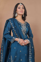 Teeya Creation Blue Color Vichitra Silk Wedding Wear Trending Salwar Suit | Grocsy