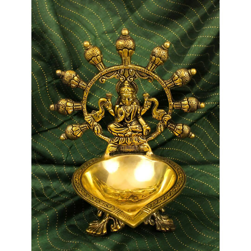 Spillbox Gold-Toned Brass Gajalakshmi Diya Pooja Essential | Grocsy