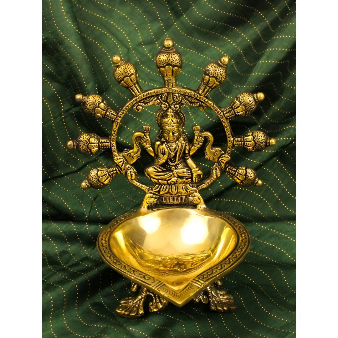 Spillbox Gold-Toned Brass Gajalakshmi Diya Pooja Essential | Grocsy