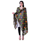 SWI Stylish Women's Embroidered Phulkari Chiffon Black Dupatta | Grocsy