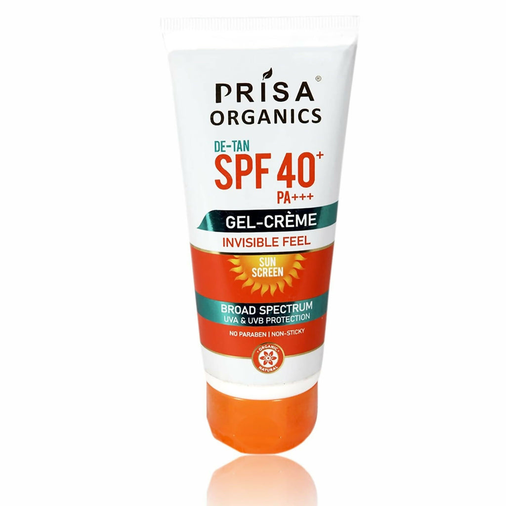 Prisa Organics De-Tan Sun Screen SPF 40 PA+++ Invisible Feel Gel Cream | Grocsy