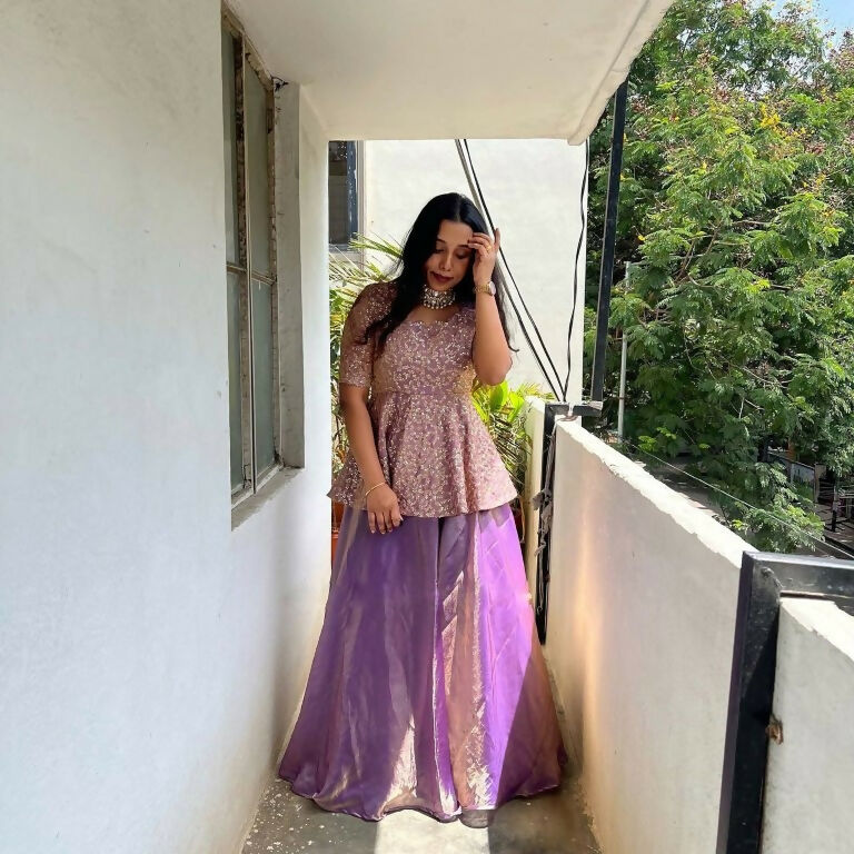 Teeya Creation Purple Color Crunchy Silk Embroidery Work Festiwal Wear Salwar Suit | Grocsy
