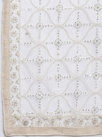 Myshka Women's Beautiful White Net Solid Casual Dupatta | Grocsy