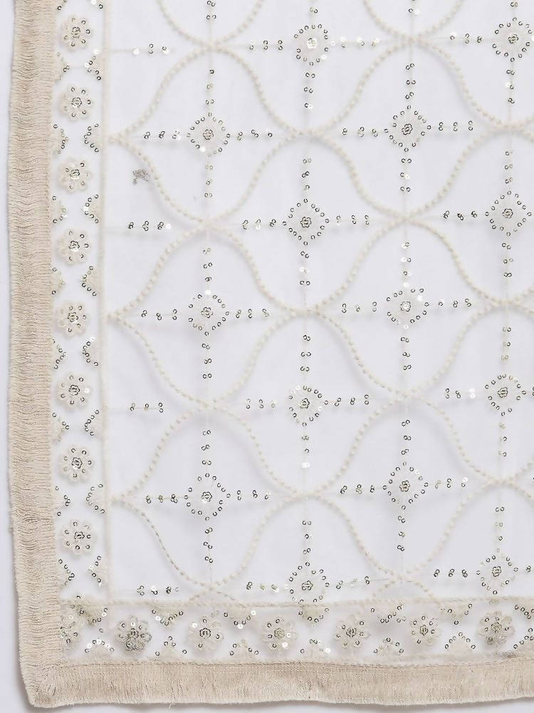 Myshka Women's Beautiful White Net Solid Casual Dupatta | Grocsy