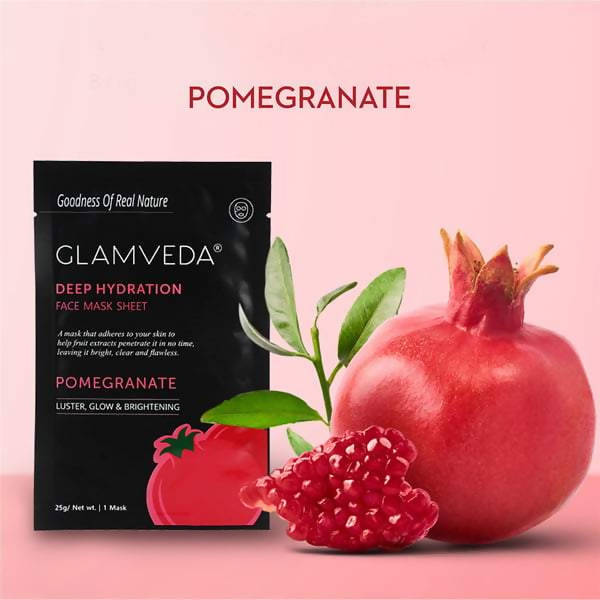 Glamveda Pomegranate Sheet Mask- Brightening & Radiance | Grocsy
