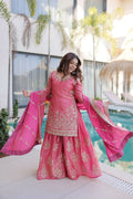 Teeya Creation Womens New Pink Color Fendi Crush With Zari & Sequins Embroidered Work | Grocsy