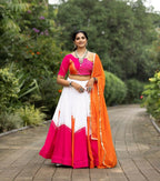 Yash Enterprise Orange Rayon Cotton Embroidery Semi Stitched Navratri Top Chaniya Choli | Grocsy