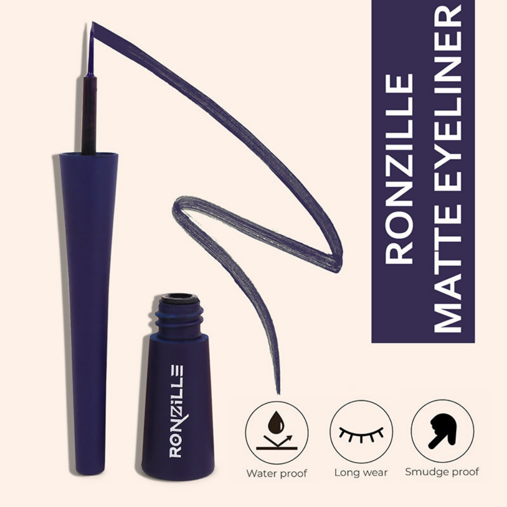 Ronzille Smudgeproof And Waterproof Liquid Matte Eyeliner - Blue | Grocsy
