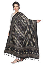 Vamika Latest Fashion Black Printed Khadi Bhagalpuri Dupatta For Girls | Grocsy