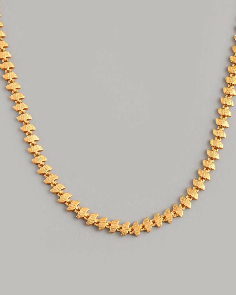 VOJ Gold-Polished Designer Leaf Shaped Chain For Men | Grocsy