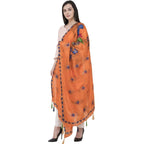 A R Silk Silk Peacock Multi Fancy Dupatta Color Orange Dupatta or Chunni | Grocsy