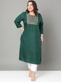 Sztori Plus Size Geometric Embroidered Thread Work Straight Kurta | Grocsy
