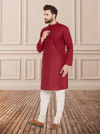 Even Apparels Men's Pure Cotton Maroon Kurta | Grocsy