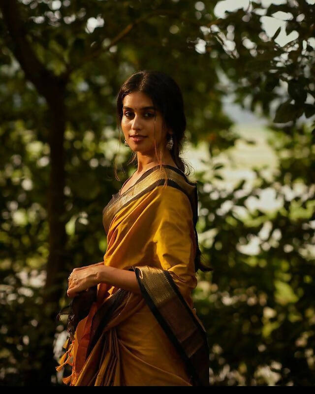 DEIANA'S Beautiful Designer Golden zari Soft Lichi Silk Saree - Yellow | Grocsy