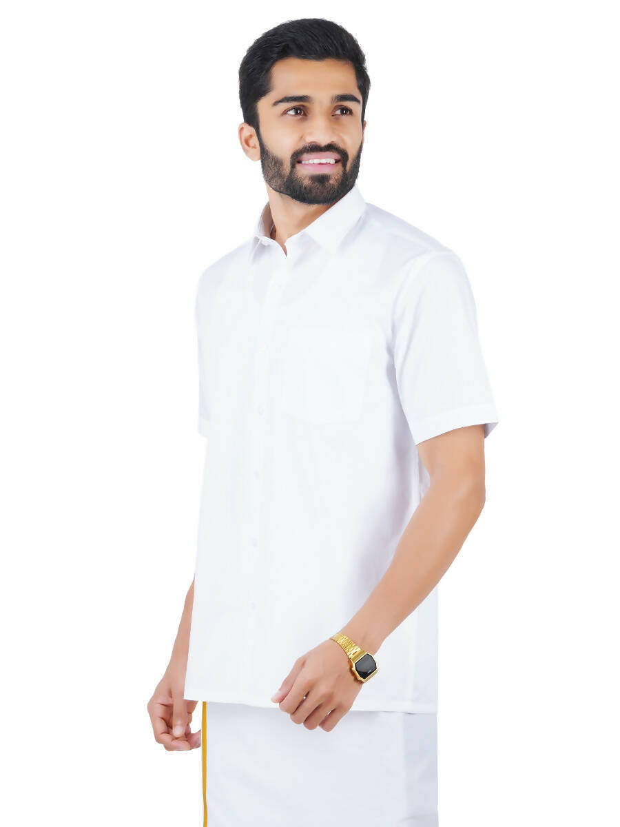 Ramraj Cotton Mens Half Sleeve Royal Cotton White Shirt | Grocsy