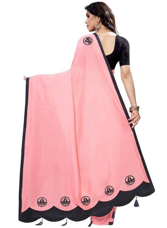 Vamika Designer Peach Georgette Saree (TSUNAMI PEACH ) | Grocsy