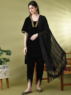 Sangria Embellished A-Line Kurta & Dhoti Pant With Dupatta | Grocsy