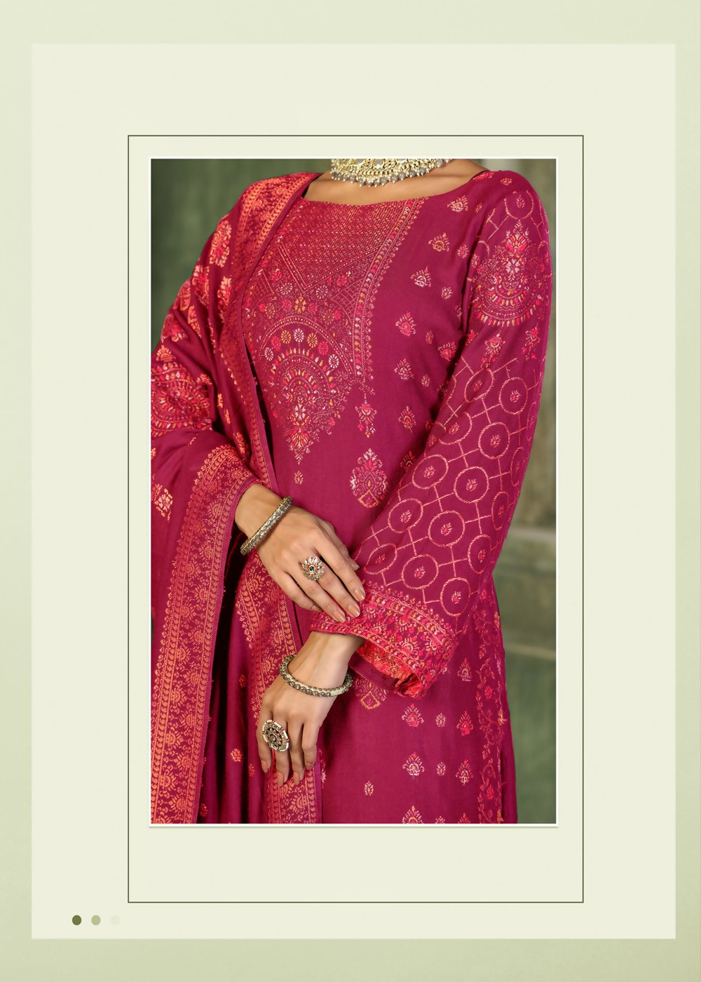 Red Viscose Pasmina Mina Work Kurta & Bottom with Dupatta - Natasha | Grocsy