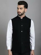 Even Apparels Nehru Jacket With Welt Pockets - Black | Grocsy