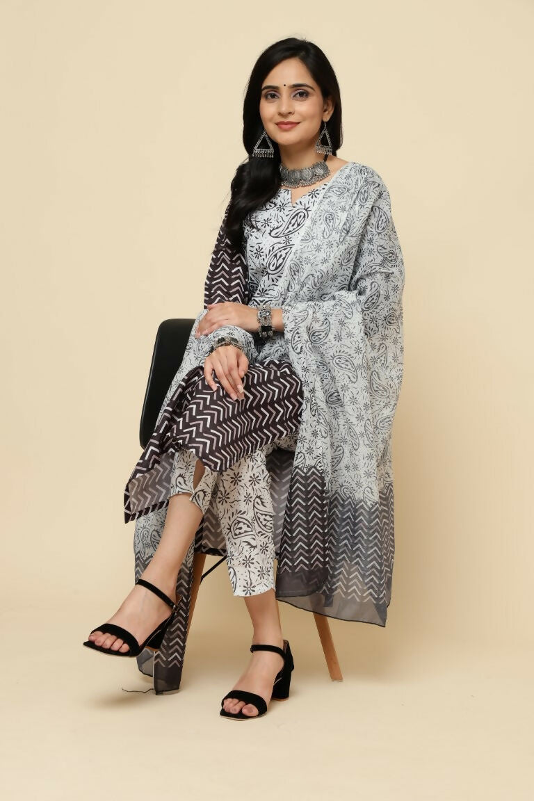 Designer Stylish Pink Cotton Blend Stitched Suit With Dupatta - Tanisha | Grocsy