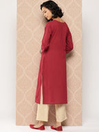 Yufta Floral Embroidered Chikankari Cotton Kurta | Grocsy