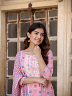 Yufta Floral Embroidered Regular Pure Cotton Kurta with Trousers & With Dupatta | Grocsy