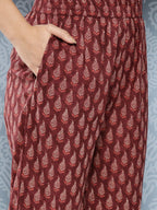 Yufta Floral Printed Regular Gotta Patti Pure Cotton Kurta with Trousers & Dupatta | Grocsy