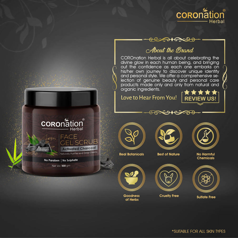 Coronation Herbal Activated Charcoal Face Gel Scrub | Grocsy