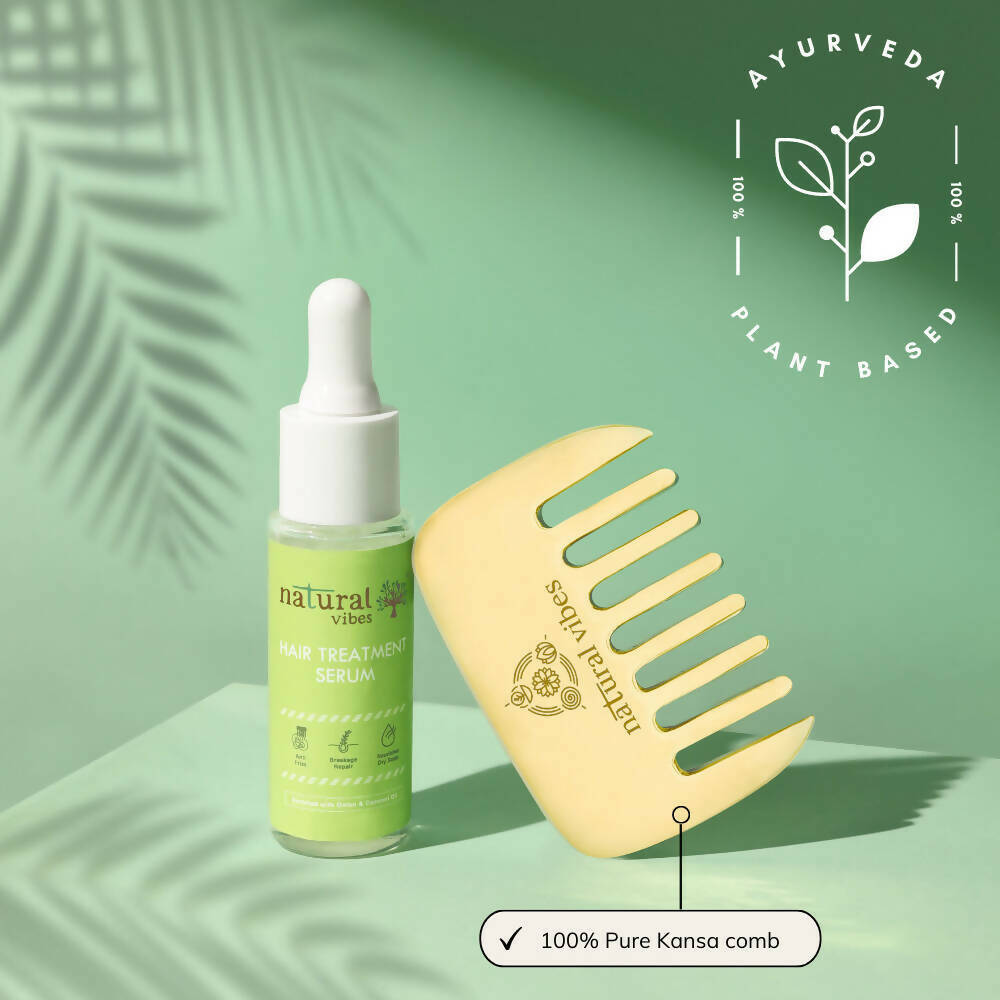 Natural Vibes Kansa Hair Comb for Hair Fall, Growth, Circulation & Stress Relief | Grocsy