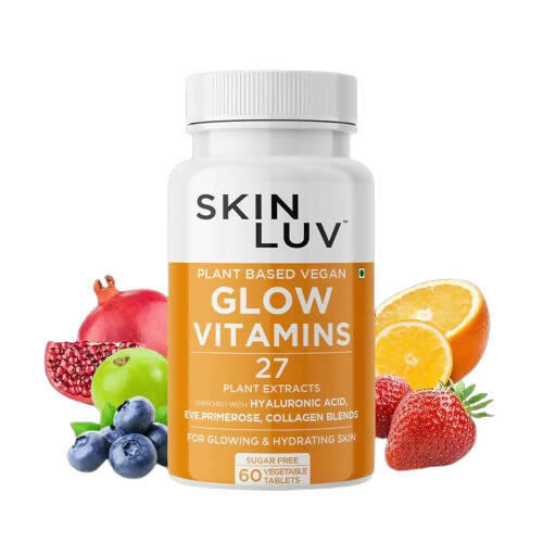 SkinLuv Plant Based Vegan Glow Vitamins Sugar Free Veg Tablets | Grocsy