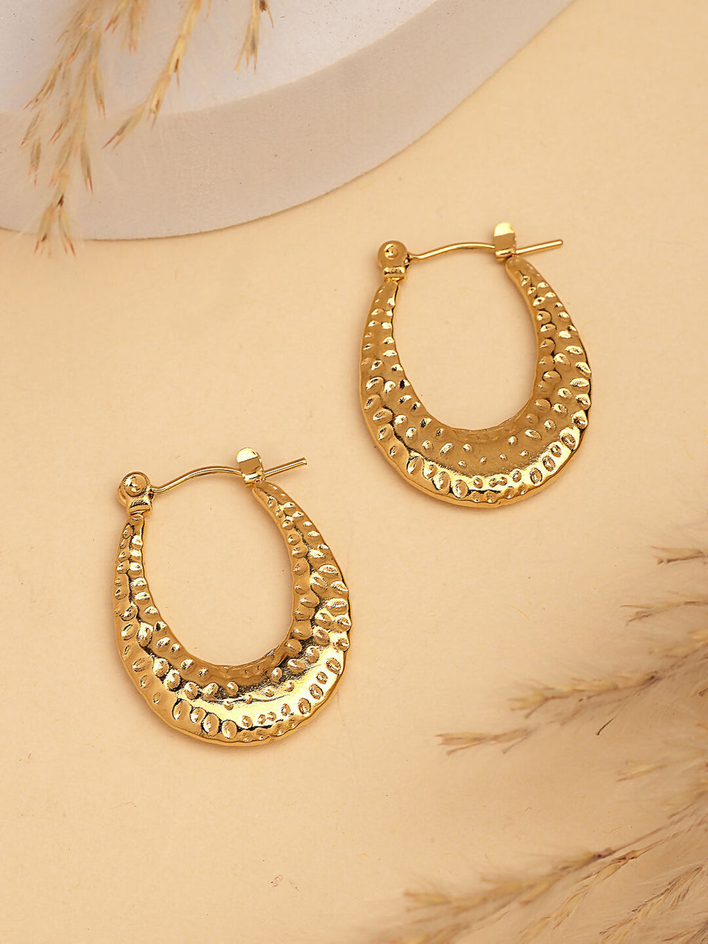 NVR Women's Gold-Polished Contemporary Hoop Earrings | Grocsy