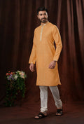 Joban Fashion Orange Art Silk Kurta Pyjama | Grocsy