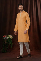 Joban Fashion Orange Art Silk Kurta Pyjama | Grocsy