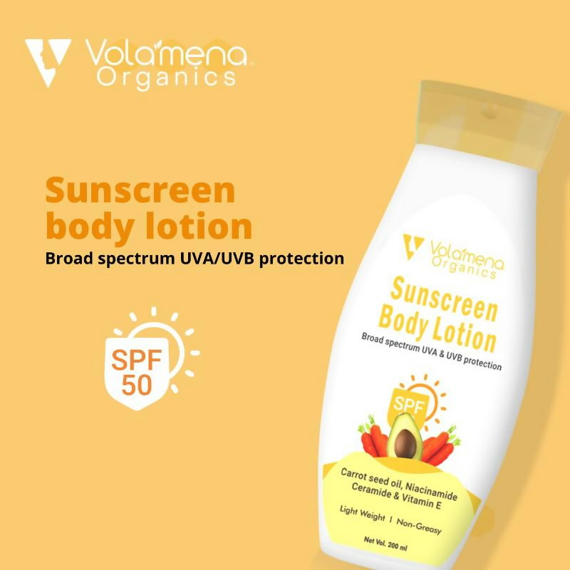 Volamena Sunscreen Body Lotion With Carrot Seed Oil Protects From UVA & UVB | Grocsy