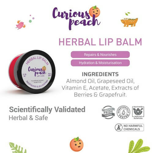 Curious Peach Ultra Protection Herbal Lip Balm - Raspberry & Blueberry | Grocsy