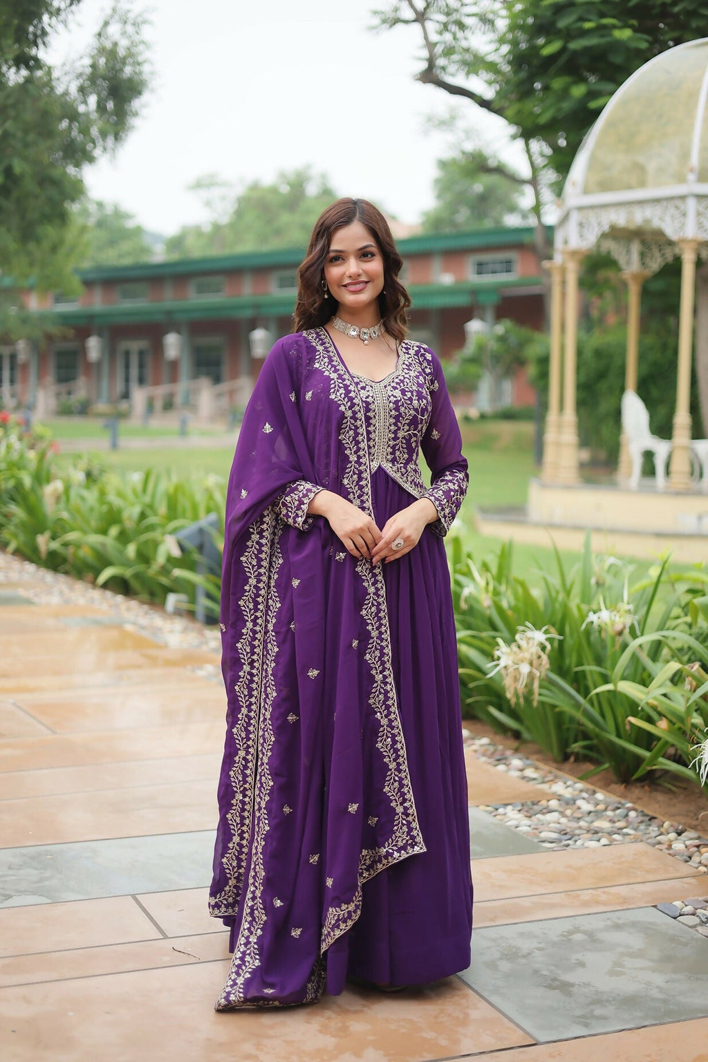 Joban Fashion Purple Georgette Sequence Embroidery Work Kurta Set | Grocsy