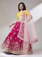 House of Panchhi Rose Pure Georgette Sequinse Work Lehenga & Blouse with Dupatta | Grocsy