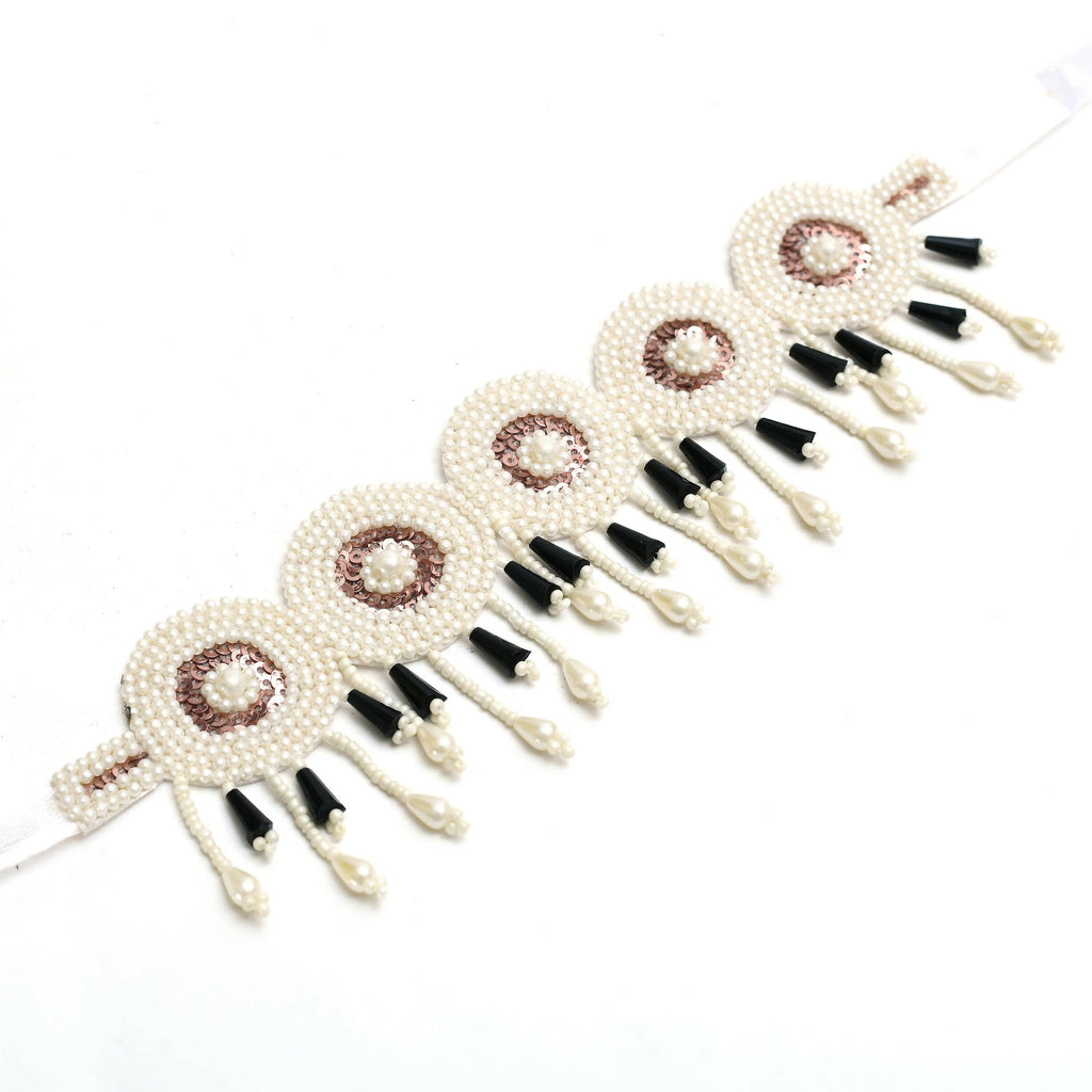 Mominos Fashion Johar Kamal Handicraft Gold/Off White Pearls Necklace with Earrings For Women