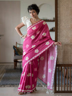 Suta Pink Floral Pure Cotton Saree | Grocsy
