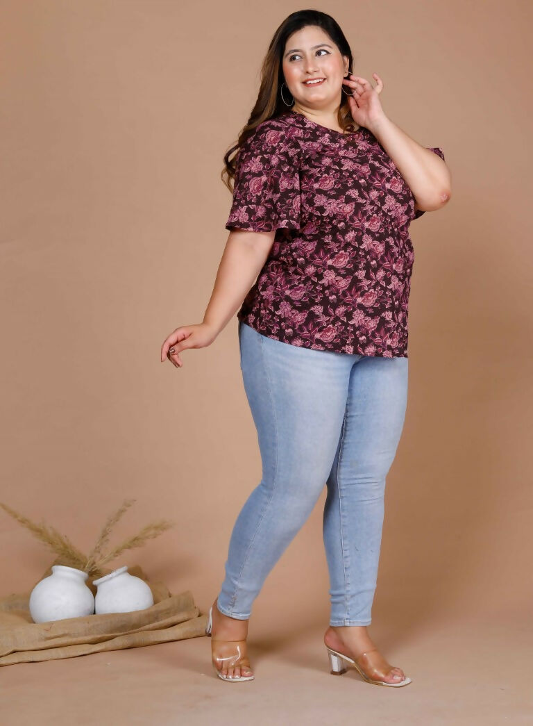 Miravan Women's Plus Size Cotton Floral Print Straight Kurti | Grocsy