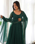 Joban Fashion Green Kurta Set Georgette Sequence Embroidery Work | Grocsy
