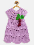 ChutPut Hand knitted Crochet Grape Wool Dress For Baby Girls - Purple | Grocsy
