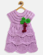 ChutPut Hand knitted Crochet Grape Wool Dress For Baby Girls - Purple | Grocsy